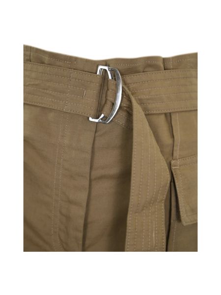 Pantalones de lino de algodón Max Mara Weekend beige