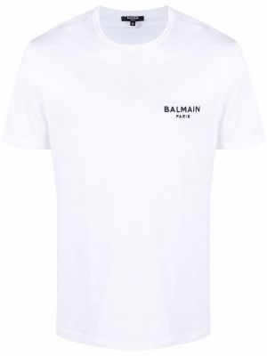 Bomull brodert t-skjorte Balmain hvit