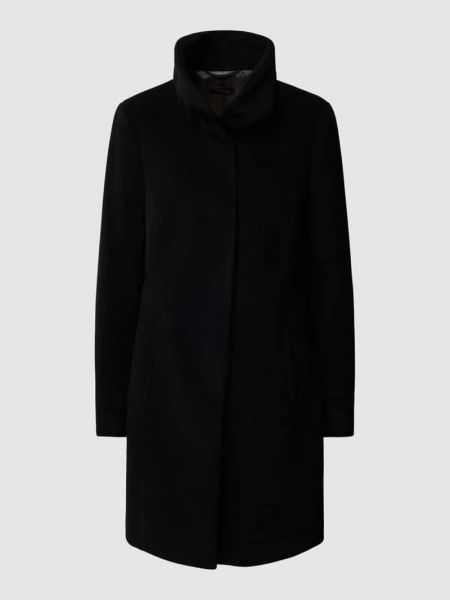 Czarny płaszcz ze stójką Comma