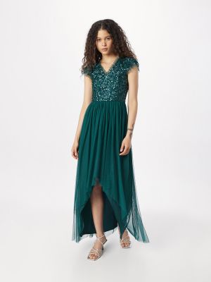 Nėriniuotas vakarinė suknelė su karoliukais Lace & Beads žalia
