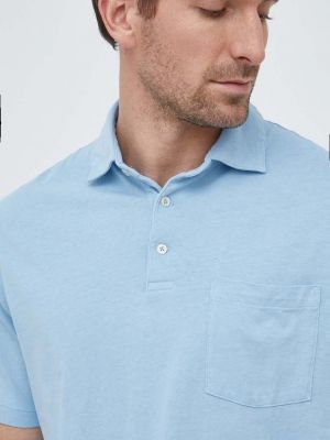 Ленена поло тениска Polo Ralph Lauren синьо