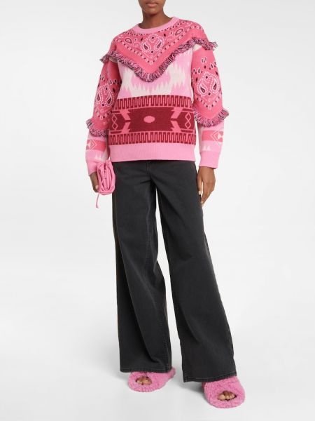 Jersey de lana de tela jersey de tejido jacquard Alanui rosa