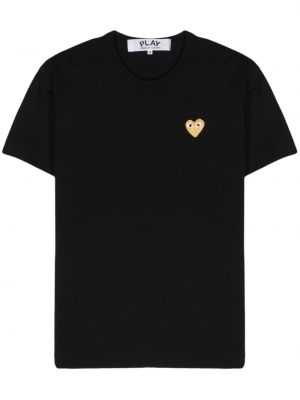 Bombažna majica z vzorcem srca Comme Des Garçons Play črna