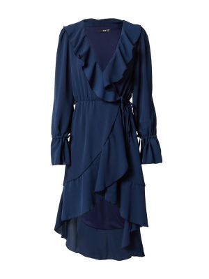 Jednofarebné priliehavé midi šaty s výstrihom do v Tfnc - modrá
