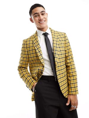 Клетчатый пиджак Twisted Tailor желтый