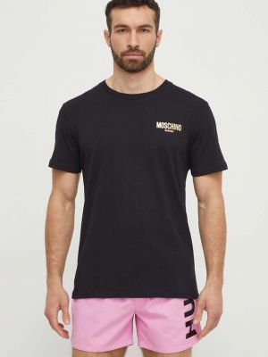 Koszulka bawełniana z nadrukiem Moschino Underwear czarna