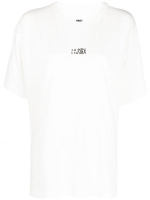 T-shirt aus baumwoll mit print Mm6 Maison Margiela weiß