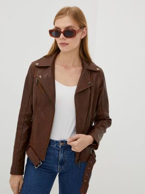 Кожаная куртка Basics & More коричневая