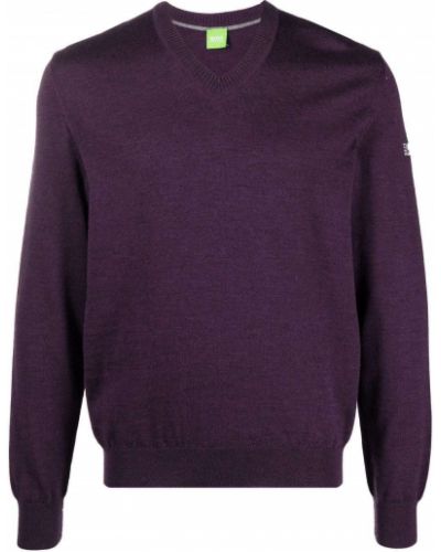 Jersey con bordado de tela jersey Boss violeta