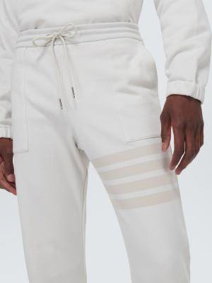 Pantaloni sport din bumbac Thom Browne alb