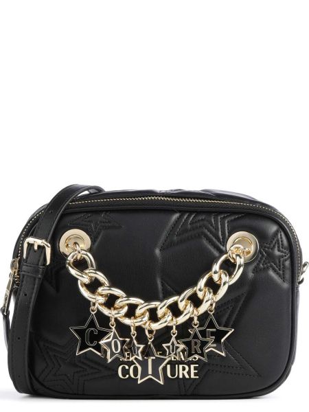 Кожаная сумка через плечо из искусственной кожи со звездочками Versace Jeans Couture черная