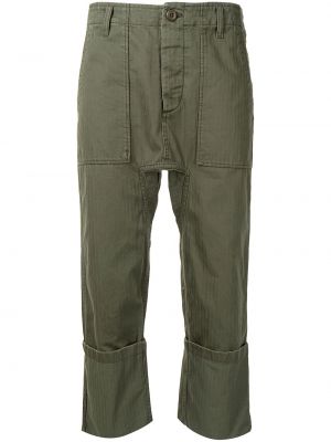 Памучни карго панталони R13 зелено