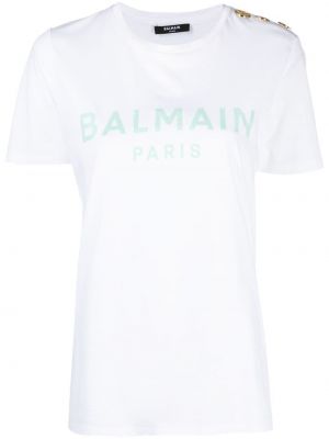 Camiseta con botones con estampado Balmain