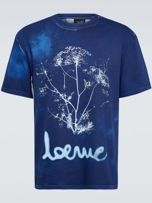 Памучна тениска с принт Loewe синьо