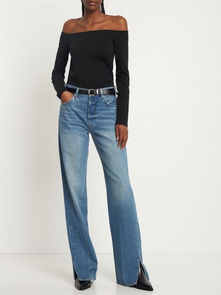 Proste jeansy bawełniane Anine Bing niebieskie