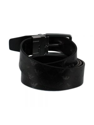 Cinturón de cuero con hebilla reversible Emporio Armani negro