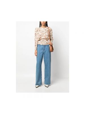 Blusa de seda con estampado con estampado abstracto Isabel Marant beige