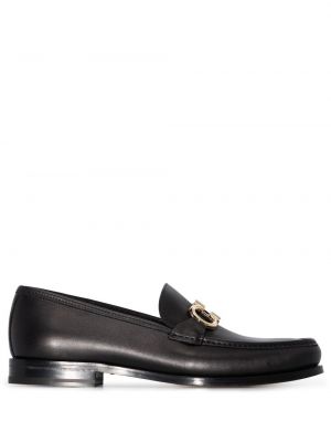 Pantofi loafer din piele cu cataramă Ferragamo negru