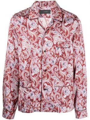 Camisa de cachemir con estampado con estampado de cachemira Amiri rojo