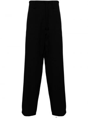 Pantaloni cu picior drept de lână Yohji Yamamoto negru