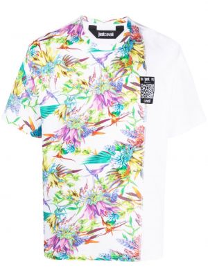 T-shirt med mönster i blommigt Just Cavalli vit