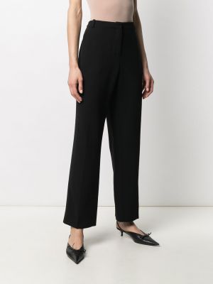 Vlněné rovné kalhoty Hermès černé