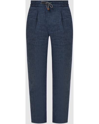 Лляні прямі брюки Brunello Cucinelli сині
