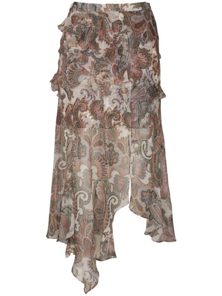 Svilena suknja s printom s paisley uzorkom Veronica Beard bež