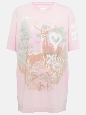 Džersis raštuotas medvilninis marškinėliai Givenchy rožinė