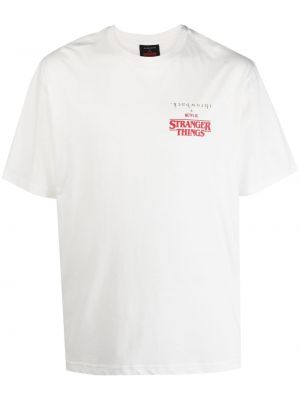 Тениска с принт Throwback. бяло