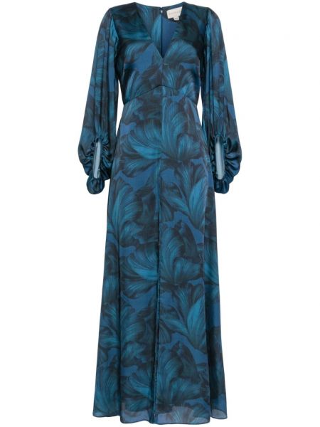 Virágos estélyi ruha nyomtatás Sachin & Babi kék