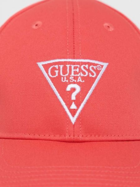 Бавовняна шапка з аплікацією Guess рожева