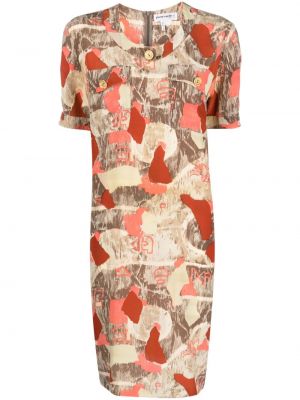 Jedwabna sukienka mini z nadrukiem w abstrakcyjne wzory Pierre Cardin Pre-owned