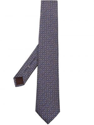 Cravate en soie à imprimé à motif géométrique Canali bleu
