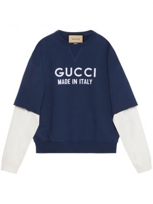 Sweat en coton à imprimé Gucci bleu