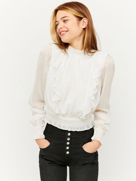 Блуза с яка с волани Tally Weijl бяло