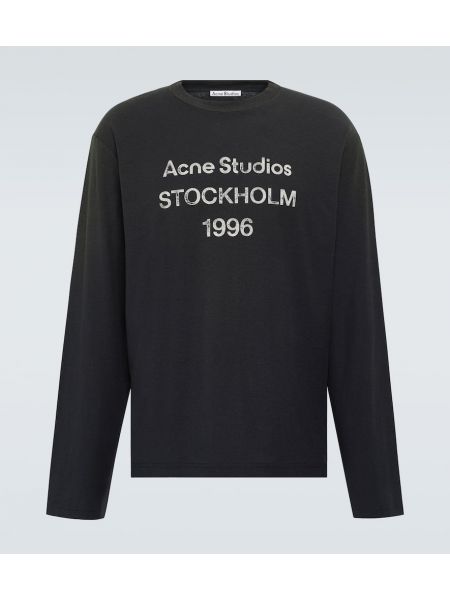 Džersis marškinėliai su nubrozdinimais Acne Studios juoda