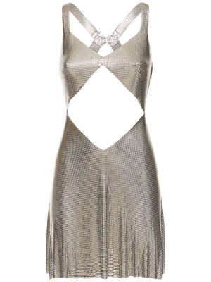 Sukienka mini z siateczką Fannie Schiavoni srebrna