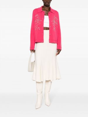 Květinový kabát s korálky Barrie růžový