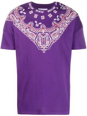 T-krekls ar apdruku ar lāsīšu rakstu Philipp Plein violets
