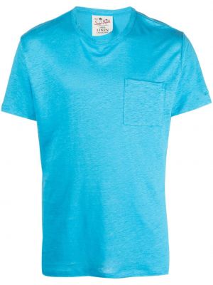 Ľanové tričko s výšivkou Mc2 Saint Barth modrá
