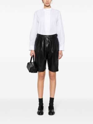 Leder shorts mit plisseefalten Emporio Armani schwarz