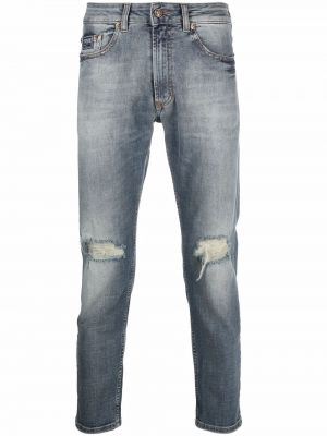 Slim fit skinny džíny s dírami Versace Jeans Couture modré