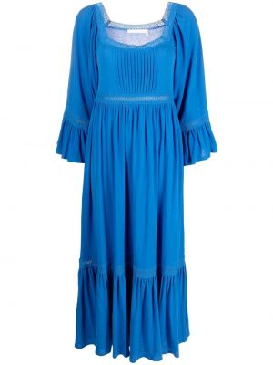 Bavlněné midi šaty s výšivkou See By Chloe - modrá