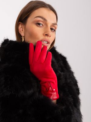 Kožené rukavice Fashionhunters červená