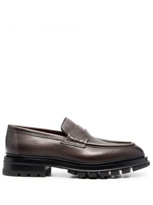 Skinn loafers Santoni grå