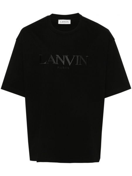 Bavlnené tričko s výšivkou Lanvin čierna