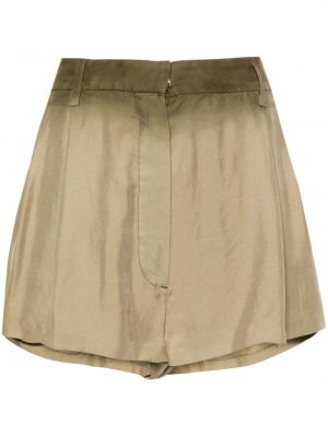 Shorts en soie plissées Prada marron