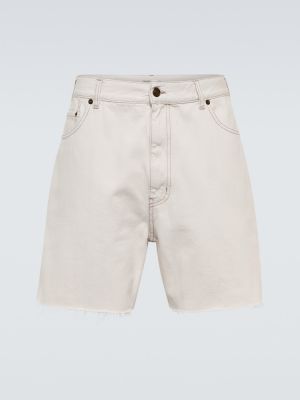 Kratke jeans hlače Saint Laurent bela