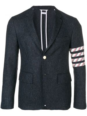 Płaszcz tweedowy Thom Browne niebieski